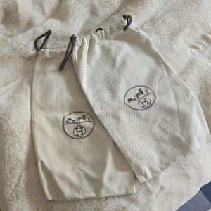Hermès Beige Dust Bags, Set Of 2, Authentic, Good Condition, French Chic